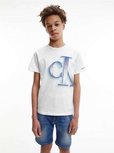 Calvin Klein Ruhák HU802963 | Calvin Klein Organic Cotton Logo Fiu Póló Világos Fehér